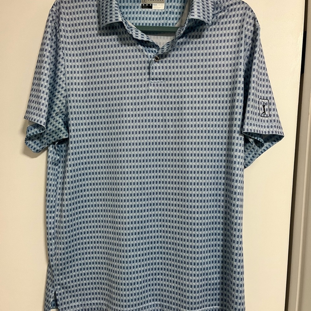 PGA Tour Blue Geometric Polo Shirt